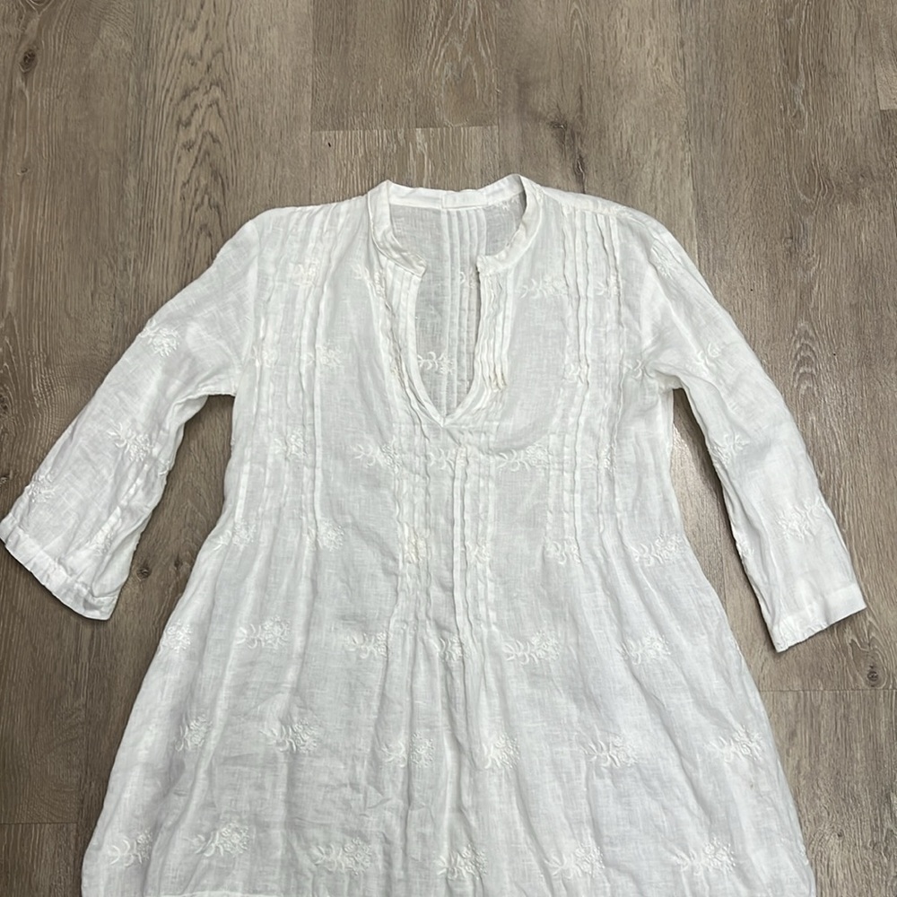 Spring CP SHADES l LINEN Tunic Mini Dress In White Sz XS - Picture 3 of 8